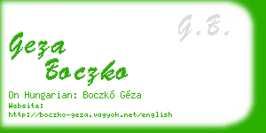 geza boczko business card